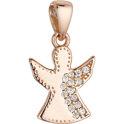 Evolution Group Pozlacený růžový přívěsek anděl se zirkony 14049.1