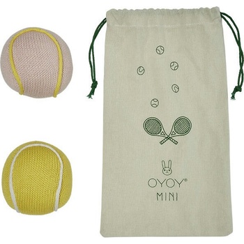 OYOY дрънкалки с торбичка, тенис топки, жълта и розова, 3 ел (m107648)