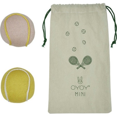 OYOY дрънкалки с торбичка, тенис топки, жълта и розова, 3 ел (m107648)