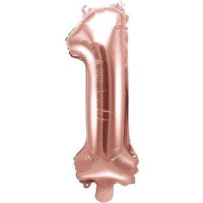 PARTYDECO Balón fóliový číslica RUŽOVO ZLATÁ ROSE GOLD 1 35 cm NEDÁ PLNIŤ HELIOM