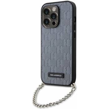 KARL LAGERFELD Кейс Karl Lagerfeld KLHCP14LSACKLHPG за iPhone 14 Pro 6.1"", сребрист / сребрист, твърд, Saffiano Monogram Chain (KF001643-0)