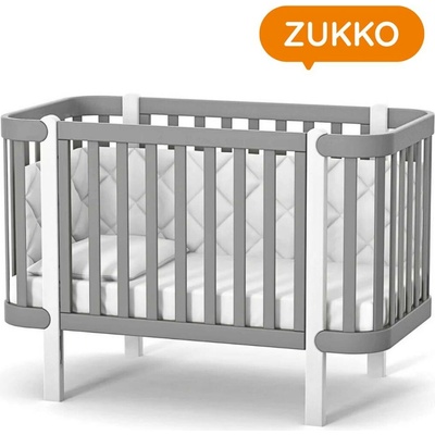 Gekko Kids přístavná rostoucí postýlka Zukko 120 x 60 cm šedá / bílá