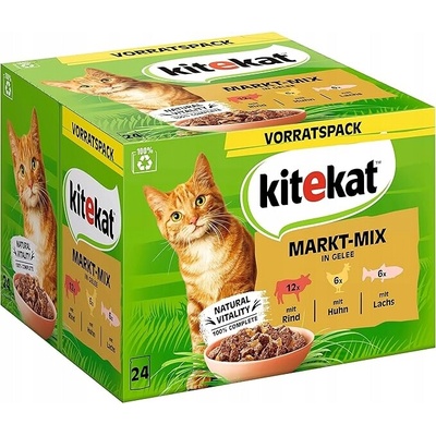 Kitekat vlhké krmivo pre mačky mix chutí, 48 vrecúšok x 85 g