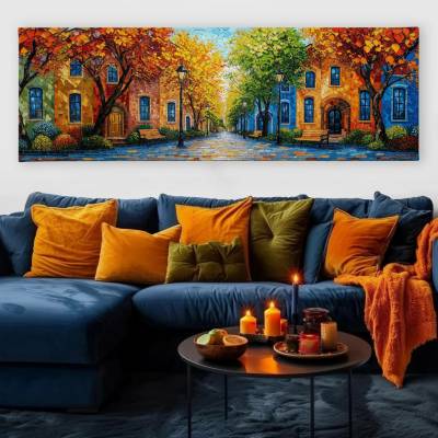 Obraz na plátně - La casa de los colores FeelHappy.cz Vyberte rozměr obrazu (šířka x výška): 120 x 40 cm