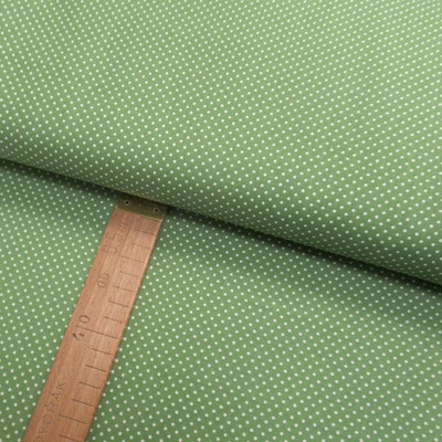 Bavlněné plátno - Puntík bílý na zelené - šíře 150cm