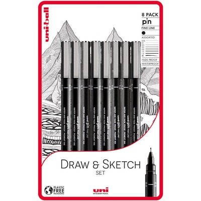 uni Draw And Sketch Технически химикалки Black 8 бр (60.0998)