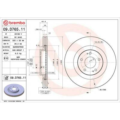 Brzdový kotúč BREMBO 09.D765.11 (09D76511)