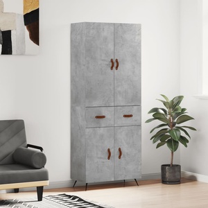 vidaXL Висок шкаф, бетонно сив, 69, 5x34x180 см, инженерно дърво (3198125)