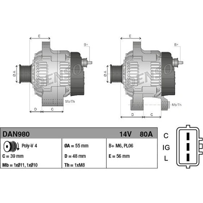 Alternátor DENSO (DE DAN980)