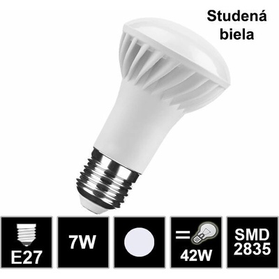 LEDprodukt LED žiarovka E27 R63 7W SMD2835 studená biela