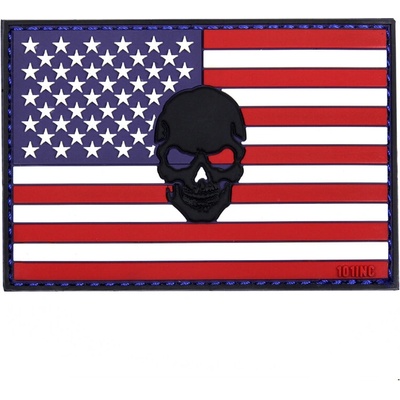 Gumová nášivka 101 Inc Skull vlajka USA - farebná
