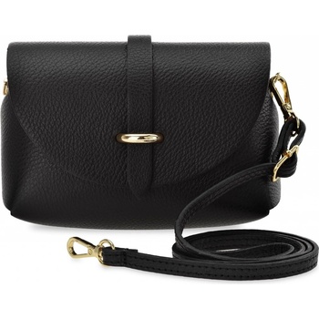 Vera Pelle malá dámská kožená kabelka dámská elegantní módní italská crossbody kabelka 100% kůže černá
