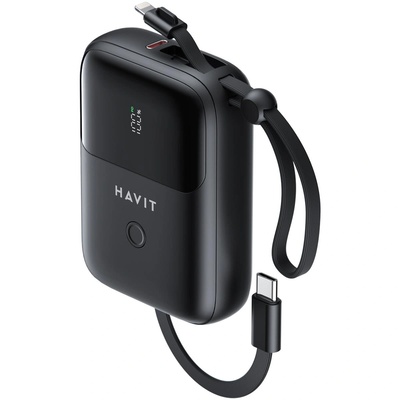 Havit PB5215 Power Bank 10000mAh черен с USB-C Lightning кабел (PB5215)