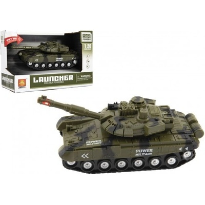 Teddies Tank plast 20cm na setrvačník na baterie se světlem se zvukem v krabici 24x16x11cm