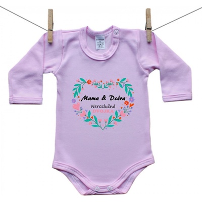 Boodyy Ružové Body s dlhým rukávom Mama a dcéra