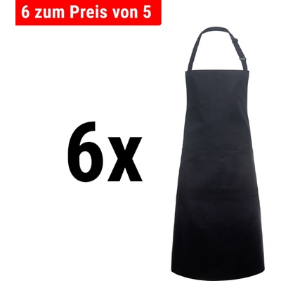 G.Gastro 6 Kusů Karlowsky Zástěra s laclem a kapsou Basic černá D9785834