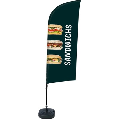 Jansen Display Kompletní sada reklamní vlajky ve tvaru křídla, Sendviče, francouzština, 1105 x 3300 mm