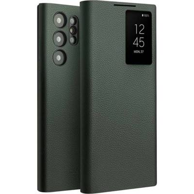 Qialino Активен Кожен Калъф за Samsung S24 Ultra, Qialino Smart View Book Case, Зелен (5906601990482)