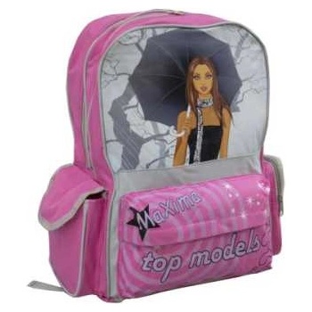 Maxima Ученическа раница Maxima, top models, 150679-mx, Розова с апликации, за момичета