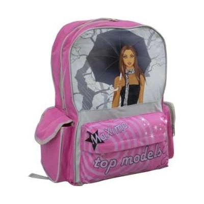 Maxima Ученическа раница Maxima, top models, 150679-mx, Розова с апликации, за момичета