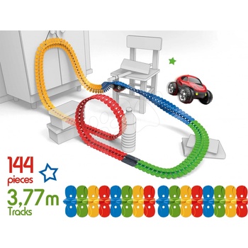 FleXtrem Discovery Set flexibilní autodráha Set Smoby s dvojitou prodlouženou dráhou 784 cm a elektronickým autíčkem