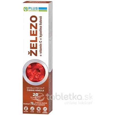 Plus Lékáreň Železo + Vitamín C + kyselina listová šumivé tablet čierne ríbezle 20 ks