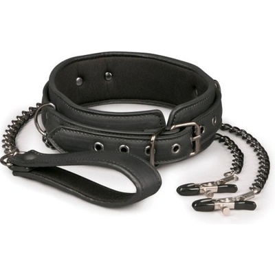 Easytoys Fetish Collection Leather Collar With Nipple Chains