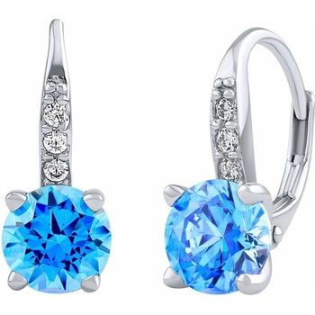 Silvego Strieborné náušnice so svetlo modrými Swarovski Zirconia 7 mm LPS1274ESWLB