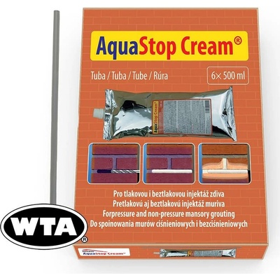 TRUMF sanace s.r.o. AquaStop Cream® - 6x tuba 0,5 l + 2 x PET trubička 50 cm