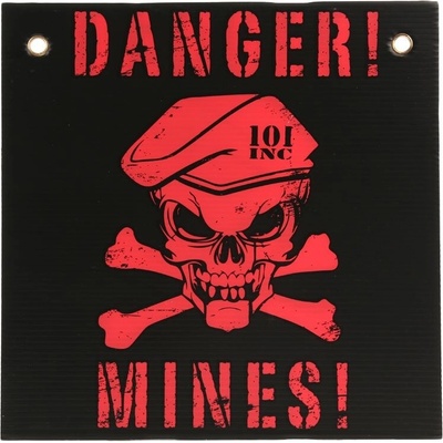 101INC Ceduľa plastová DANGER! MINES! ČIERNO/ČERVENÁ