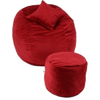 Image 1 of PUFRELAX Комплект, Барбарон с табуретка за крака и декоративна възглавница, 500л. Matusalem - Red Diamond, Перящ се калъф, Подходящ за деца, Пълнеж с микс от мемори пяна и дунапрен, Гама Plush Honey, 2522 (PUF-M-MOP-PH-REDM)