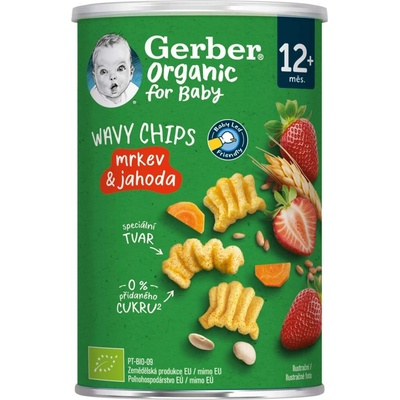 GERBER Wavy chips mrkev&jahoda 12m+ BIO 35 g