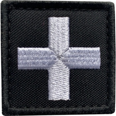 WARAGOD nášivka Embroidery Cross Medic Patch Black and White
