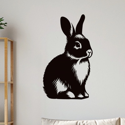 dřevo života Dřevěný obraz Králíka Rozměry (cm): 35x60, Zvolte barvu dekoru: Černá
