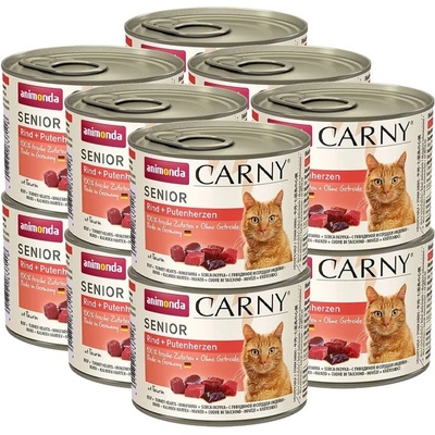 Animonda Корм CARNY SENIOR говеждо + пуешки сърца 12 x 200 г