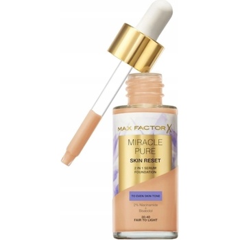 Max Factor Miracle Pure Skin Reset 2in1 Serum Foundation 30-40 Fair To Light W Make-up 30 ml