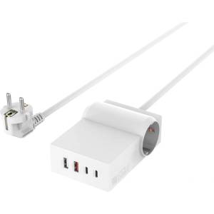 4smarts Зарядна Станция, 4Smarts 220v USB-C/A Power Strip Desk GaN 65W, Бял (540559)