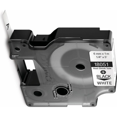 Dymo Rhino IND ORIGINAL teplem smrštitelná bužírka 6 mm x 15 m černá na bílé etiketa smršťovací bužírka
