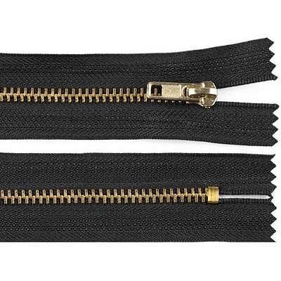 Zip kovový nedělitelný No 4 délka 18 cm - kalhotový barva 322 černá