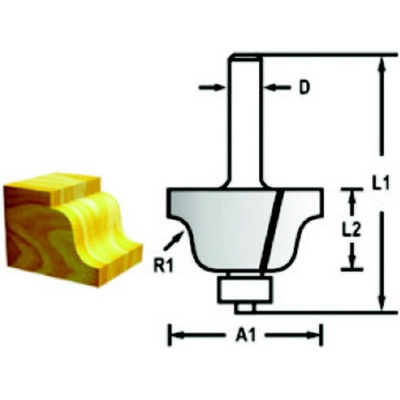 Profilová fréza s ložiskem stopka 6mm, 25,4x9,5x52mm, Makita D-48804