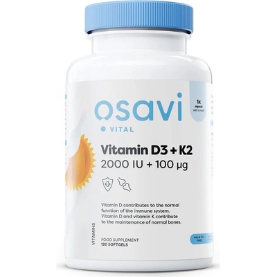 Osavi Vitamín D3 + K2 2000 IU + 100 mcg 120 softgelových kapsúl