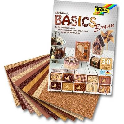 Papír na scrapbooking v bloku A4 80-270g/m2 30ls Basics hnědý