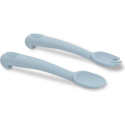 Interbaby silikonový set modrý lžička a vidlička 2 ks