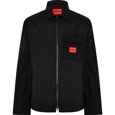Hugo Риза с дълъг ръкав Hugo Men's Emmond Red Cotton Long Sleeve Zip Overshirt - Black 001