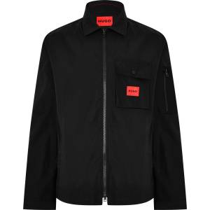 Hugo Риза с дълъг ръкав Hugo Mens HUGO Emmond Cotton Long Sleeve Zip Overshirt - Contemporary Design with Logo Detail - Black 001