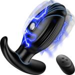 SuperLove E-Stim Vibrating Silicone Anal Plug with Remote Black