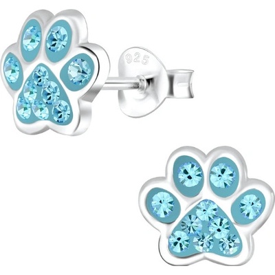 Flor de Cristal Dětské stříbrné náušnice s potiskem tlapek Crystal AB 20_00125
