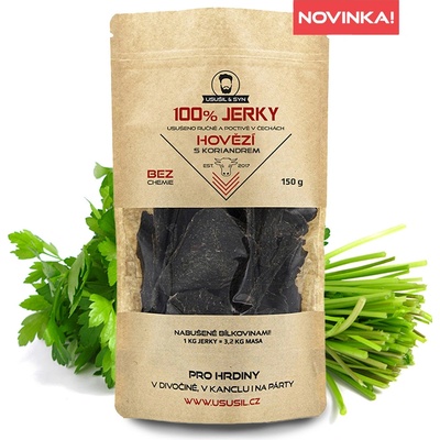 Usušil & Syn 100% Jerky Hovězí s koriandrem 150 g