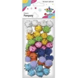 TITANUM Glitter pompons 20mm mix 40pcs