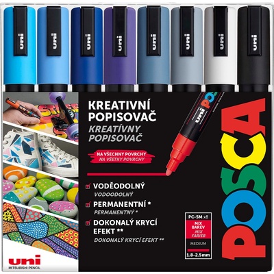 Uni Posca PC-5M sada 8ks chladné tóny